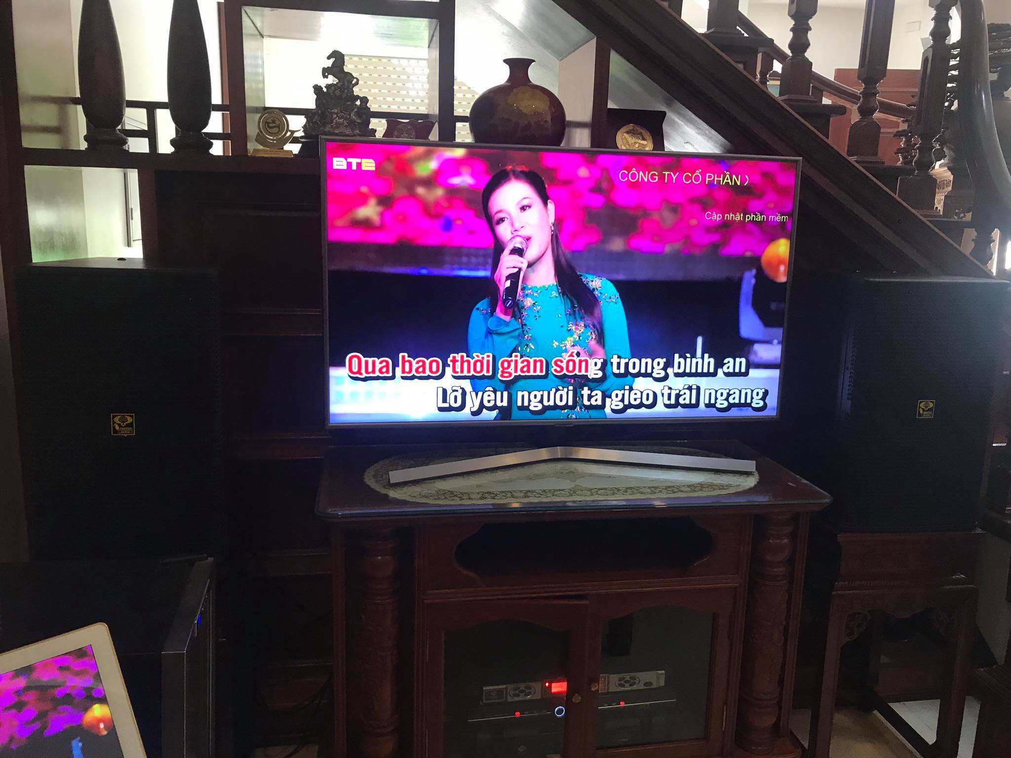 Ghép đôi Center ARP12 trong phòng khách với nội thất hoàn toàn bằng gỗ
